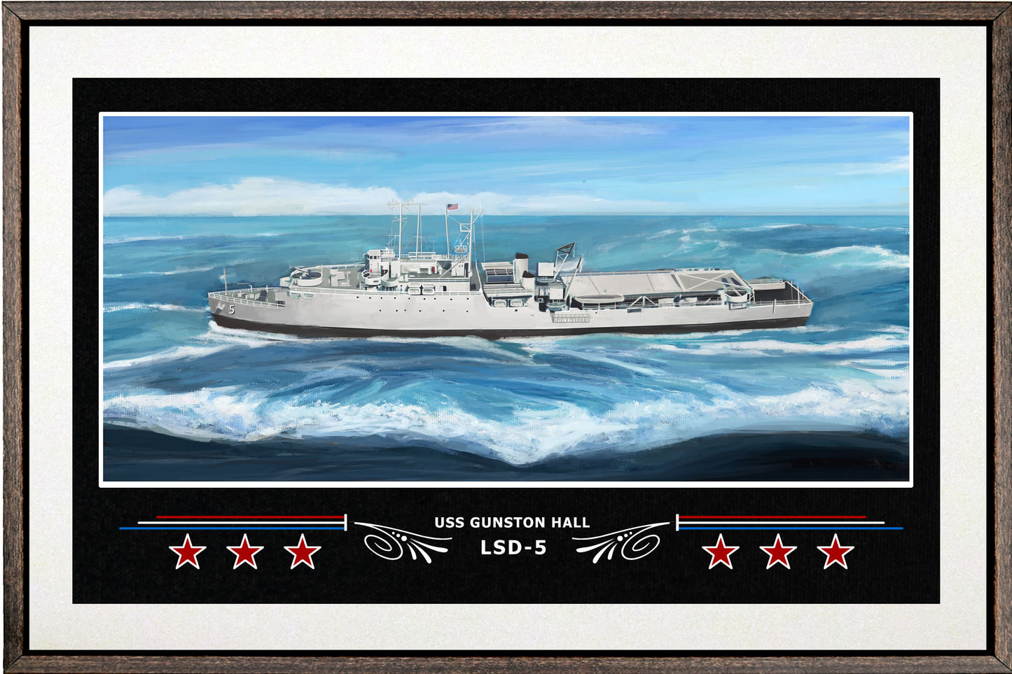 USS GUNSTON HALL LSD 5 BOX FRAMED CANVAS ART WHITE