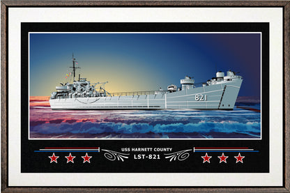 USS HARNETT COUNTY LST 821 BOX FRAMED CANVAS ART WHITE