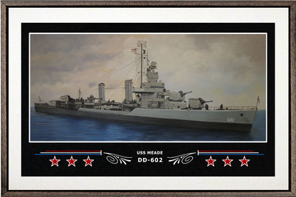 USS MEADE DD 602 BOX FRAMED CANVAS ART WHITE