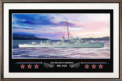 USS MELVIN R NAWMAN DE 416 BOX FRAMED CANVAS ART WHITE