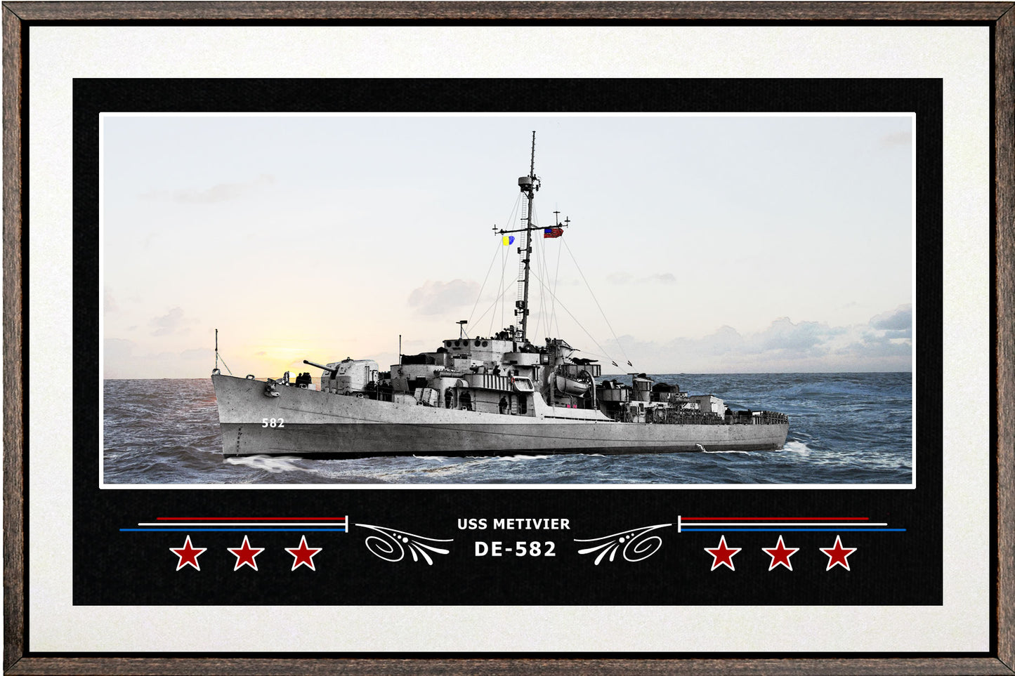 USS METIVIER DE 582 BOX FRAMED CANVAS ART WHITE