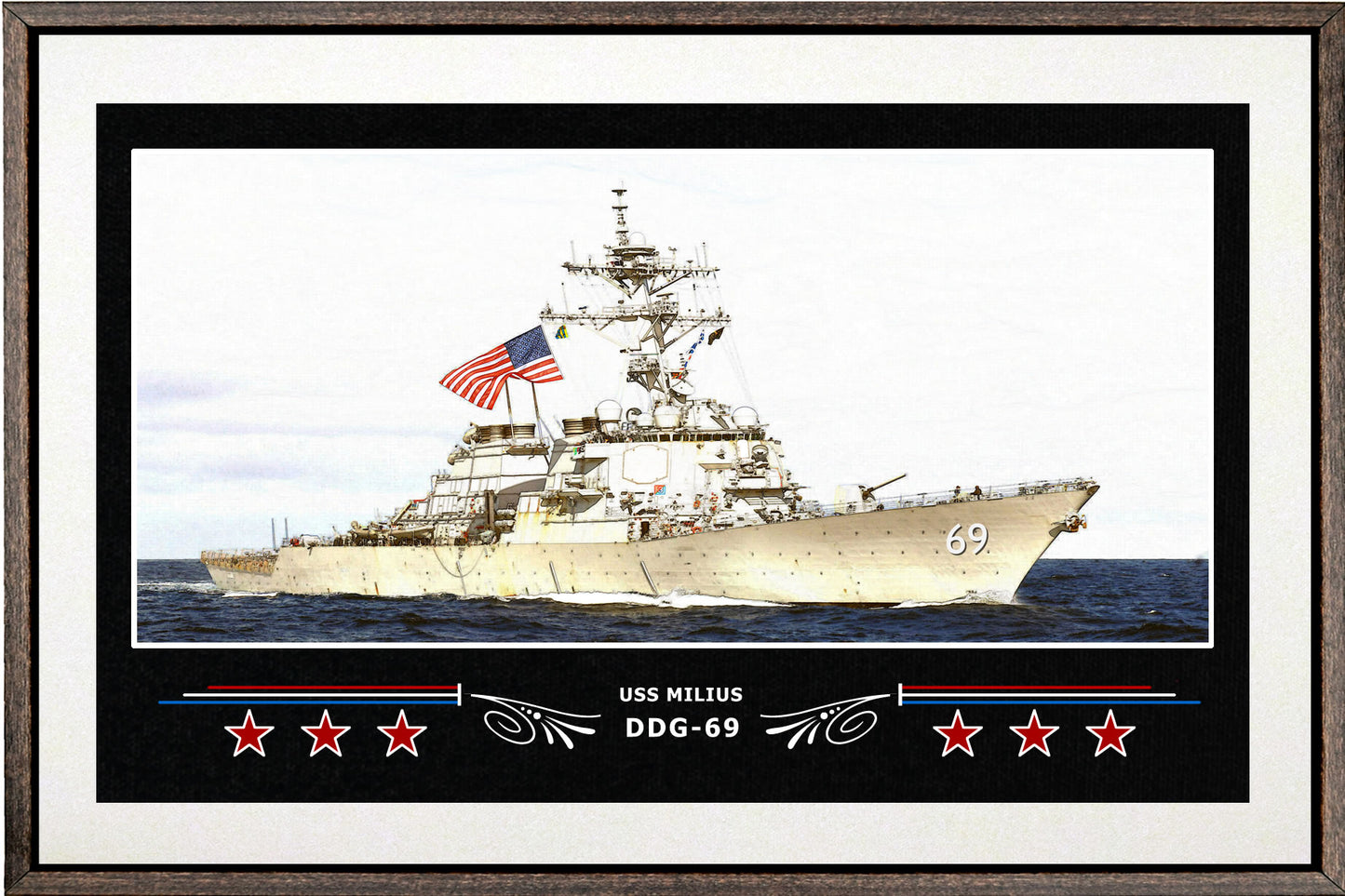 USS MILIUS DDG 69 BOX FRAMED CANVAS ART WHITE