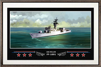 USS MILLER FF 1091 BOX FRAMED CANVAS ART WHITE