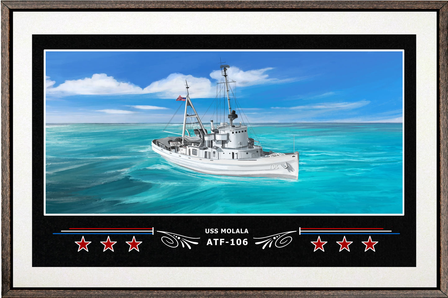 USS MOLALA ATF 106 BOX FRAMED CANVAS ART WHITE