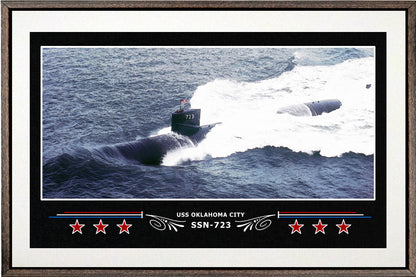 USS OKLAHOMA CITY SSN 723 BOX FRAMED CANVAS ART WHITE