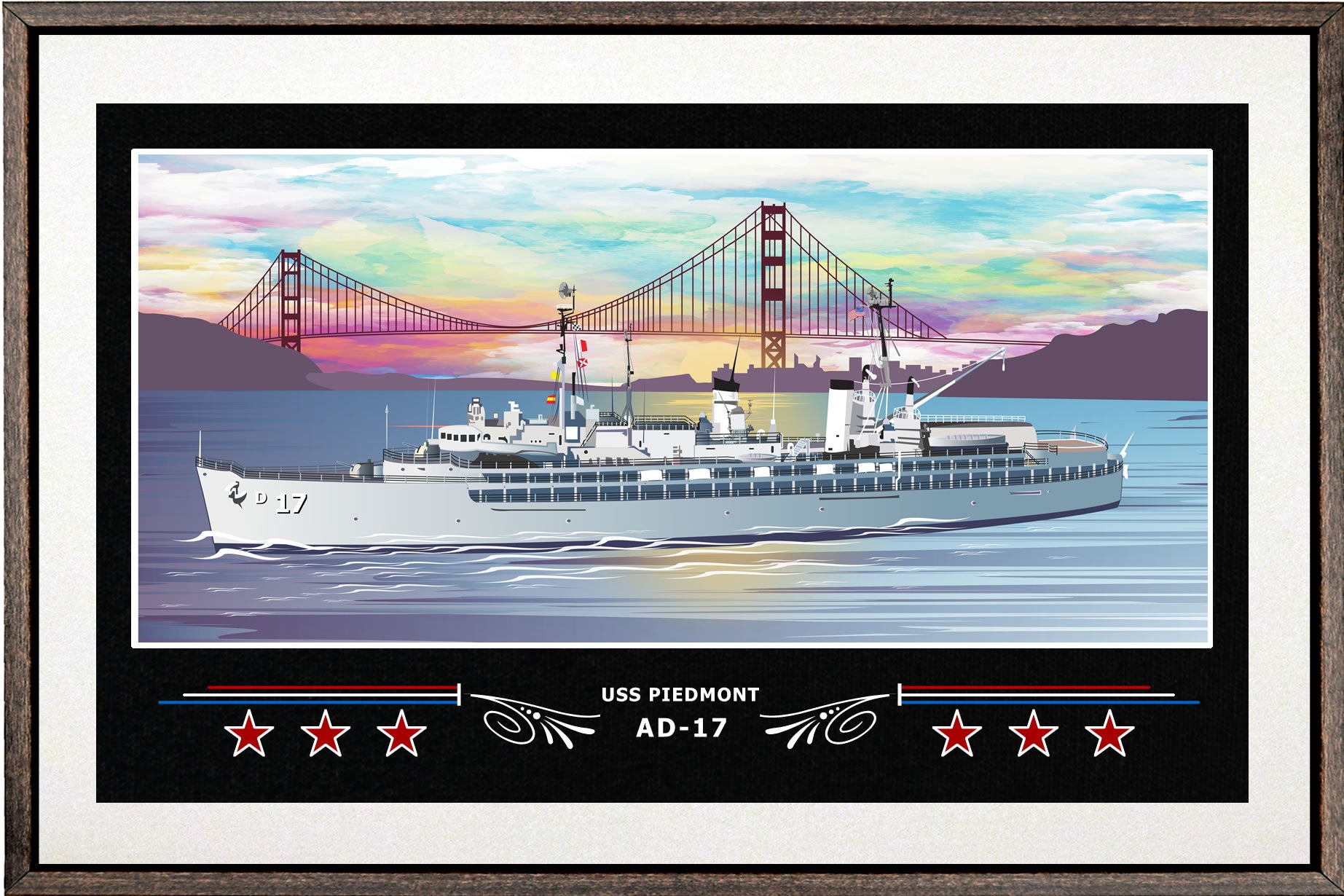 USS PIEDMONT AD 17 BOX FRAMED CANVAS ART WHITE