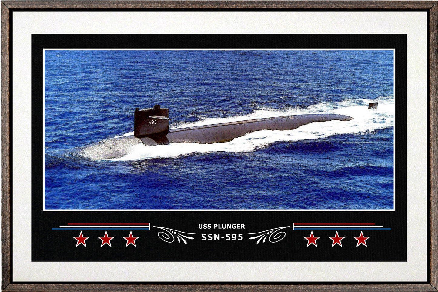 USS PLUNGER SSN 595 BOX FRAMED CANVAS ART WHITE