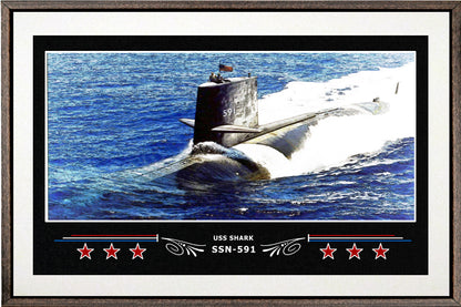 USS SHARK SSN 591 BOX FRAMED CANVAS ART WHITE