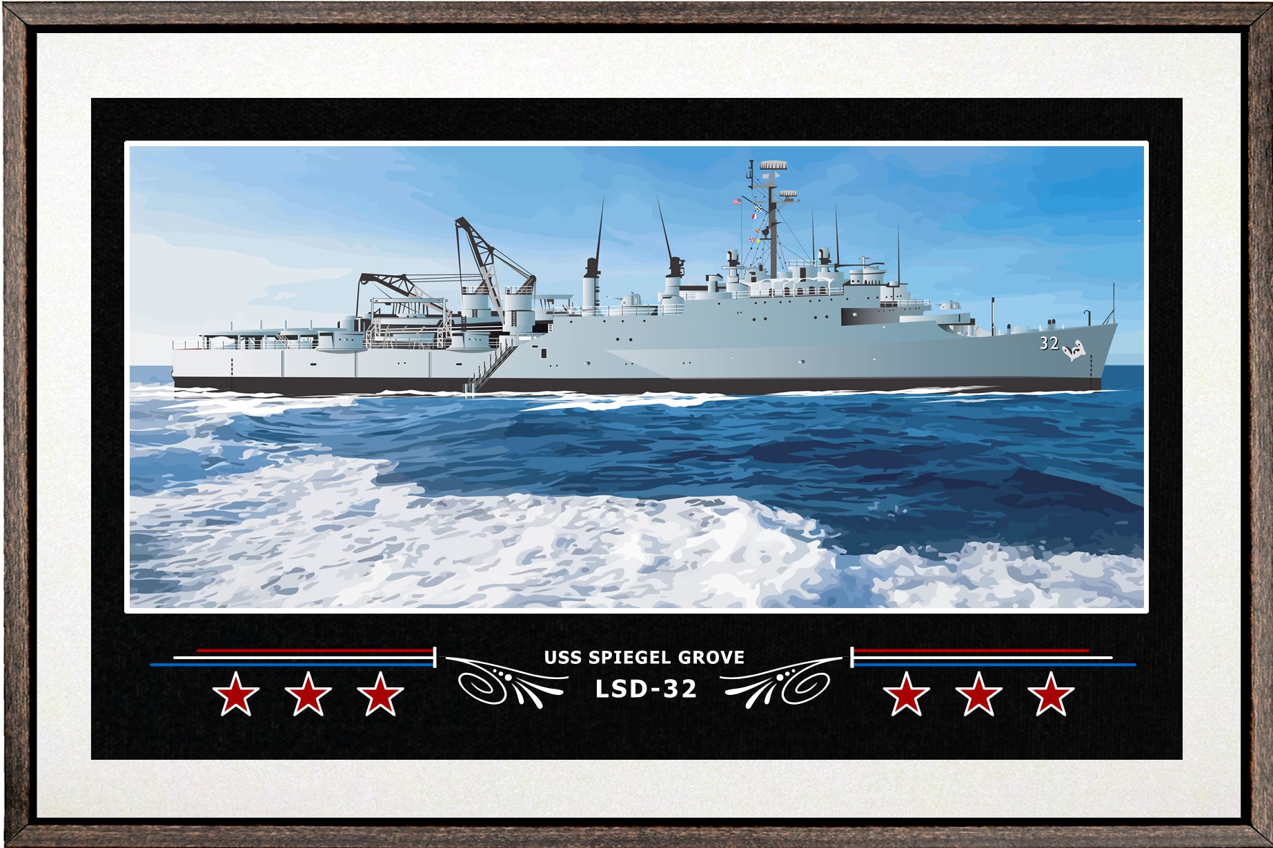 USS SPIEGEL GROVE LSD 32 BOX FRAMED CANVAS ART WHITE