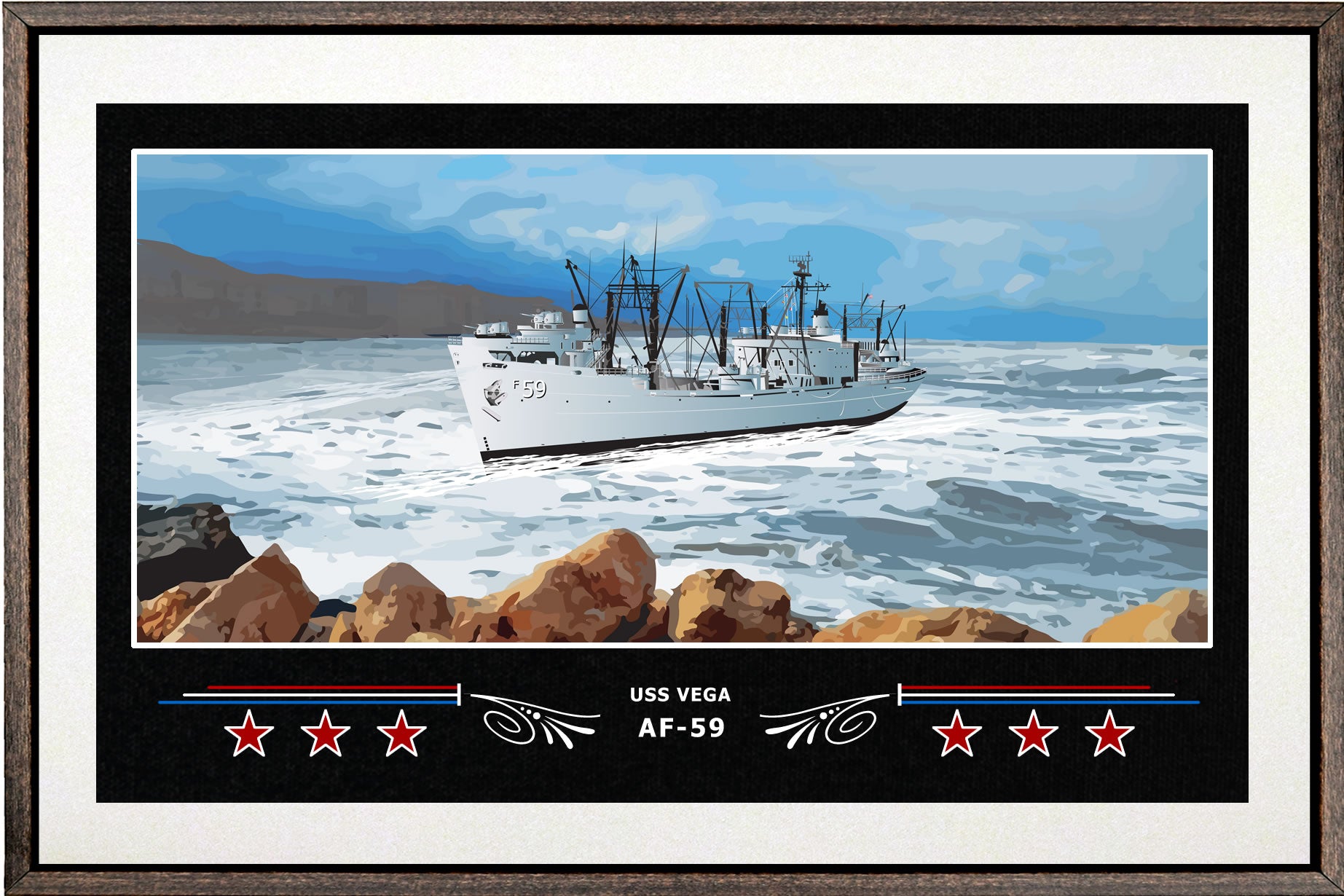 USS VEGA AF 59 BOX FRAMED CANVAS ART WHITE