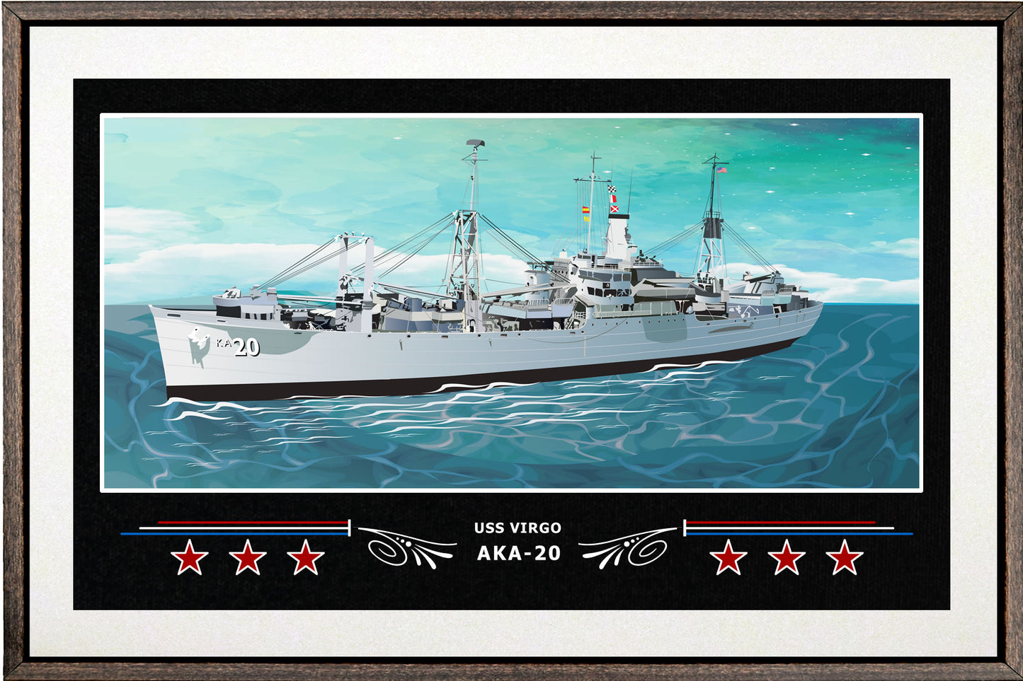 USS VIRGO AKA 20 BOX FRAMED CANVAS ART WHITE