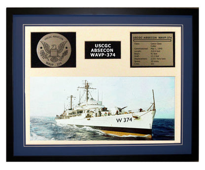 USCGC Absecon WAVP-374 Framed Coast Guard Ship Display Blue