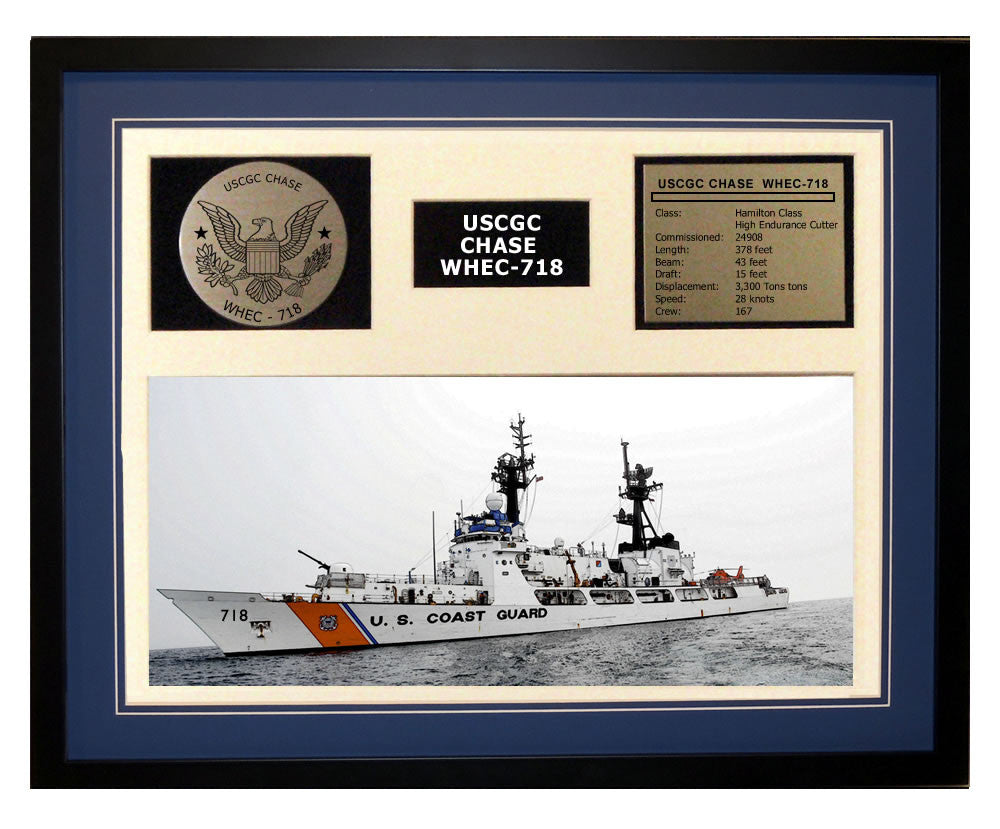 USCGC Chase WHEC-718 Framed Coast Guard Ship Display Blue