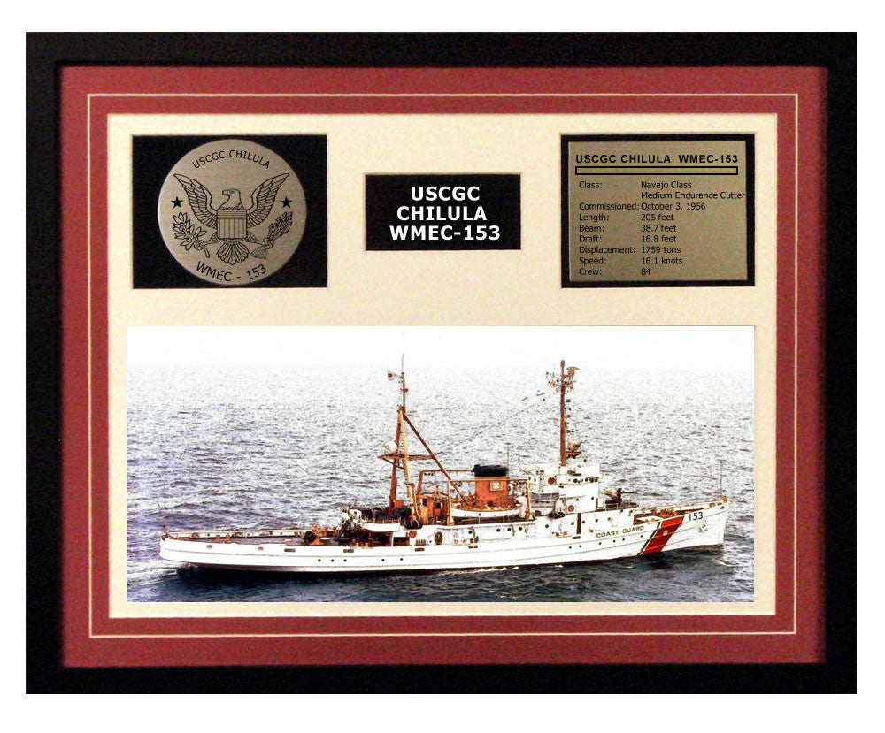 USCGC Chilula WMEC-153 Framed Coast Guard Ship Display Burgundy