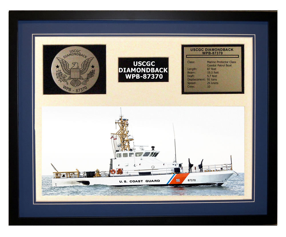 USCGC Diamondback WPB-87370 Framed Coast Guard Ship Display Blue