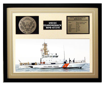 USCGC Diamondback WPB-87370 Framed Coast Guard Ship Display Brown