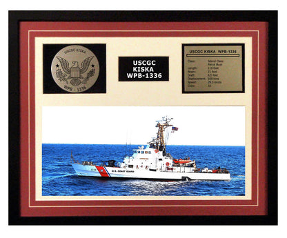 USCGC Kiska WPB-1336 Framed Coast Guard Ship Display Burgundy