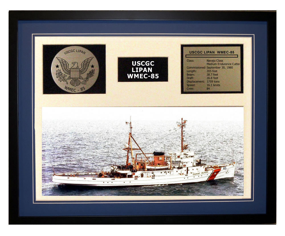 USCGC Lipan WMEC-85 Framed Coast Guard Ship Display Blue