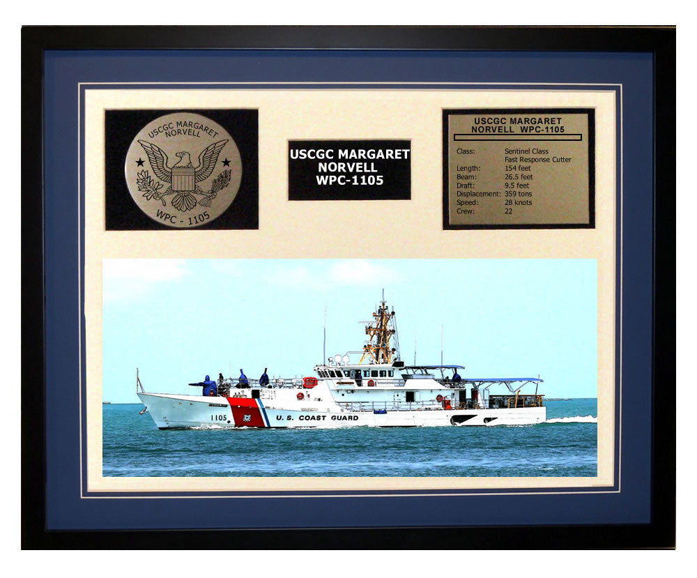 USCGC Margaret Norvell WPC-1105 Framed Coast Guard Ship Display Blue