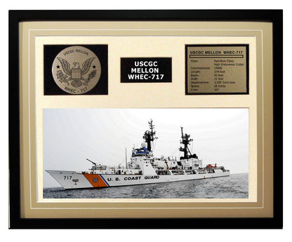 USCGC Mellon WHEC-717 Framed Coast Guard Ship Display Brown