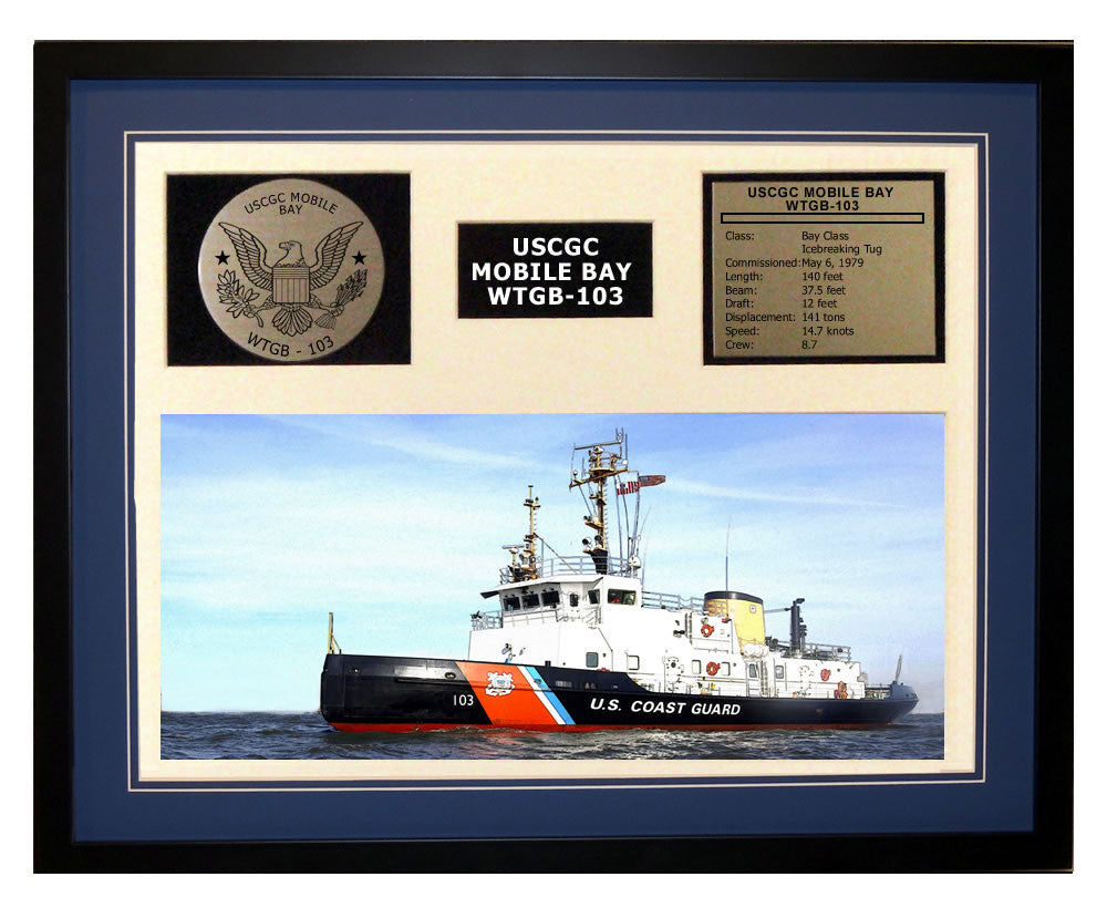 USCGC Mobile Bay WTGB-103 Framed Coast Guard Ship Display Blue