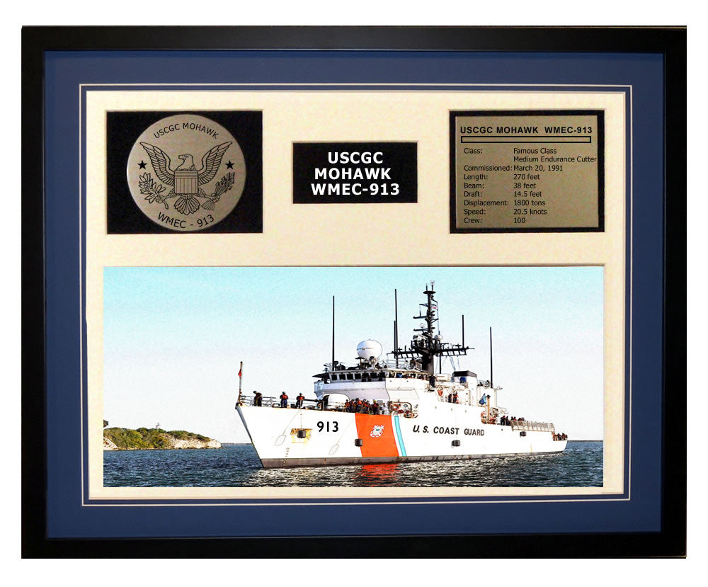 USCGC Mohawk WMEC-913 Framed Coast Guard Ship Display Blue