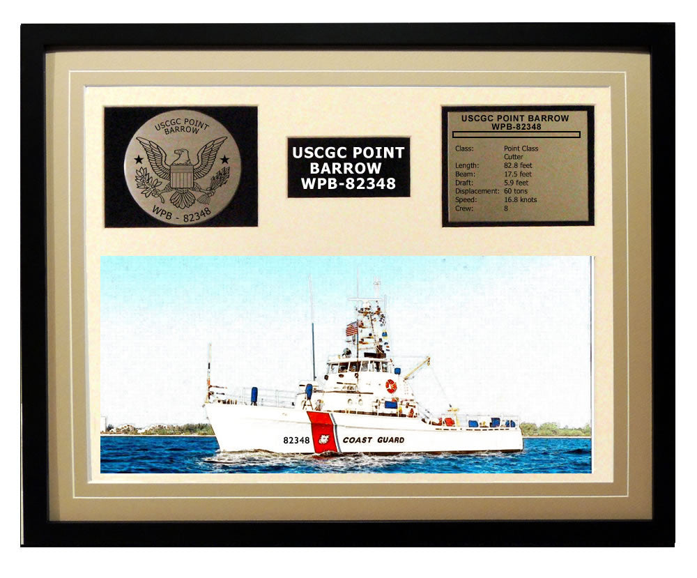 USCGC Point Barrow WPB-82348 Framed Coast Guard Ship Display Brown