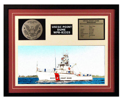 USCGC Point Dume WPB-82325 Framed Coast Guard Ship Display Burgundy