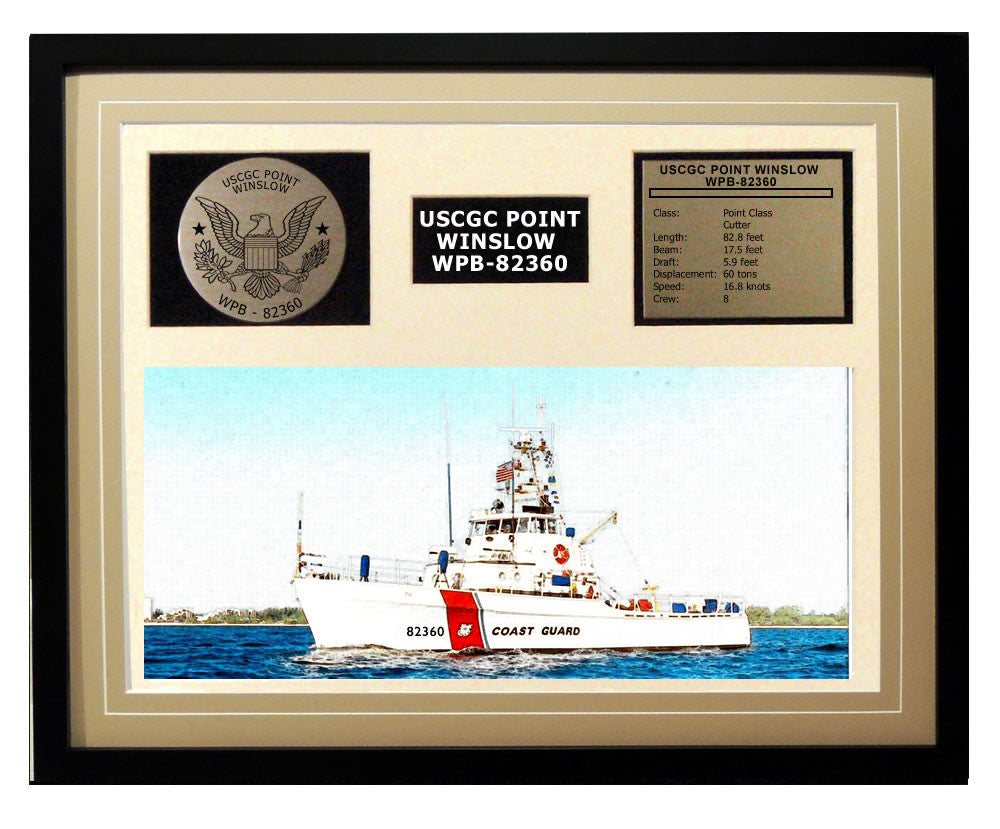 USCGC Point Winslow WPB-82360 Framed Coast Guard Ship Display Brown