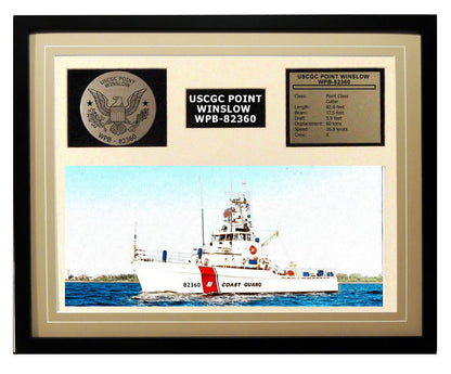 USCGC Point Winslow WPB-82360 Framed Coast Guard Ship Display Brown