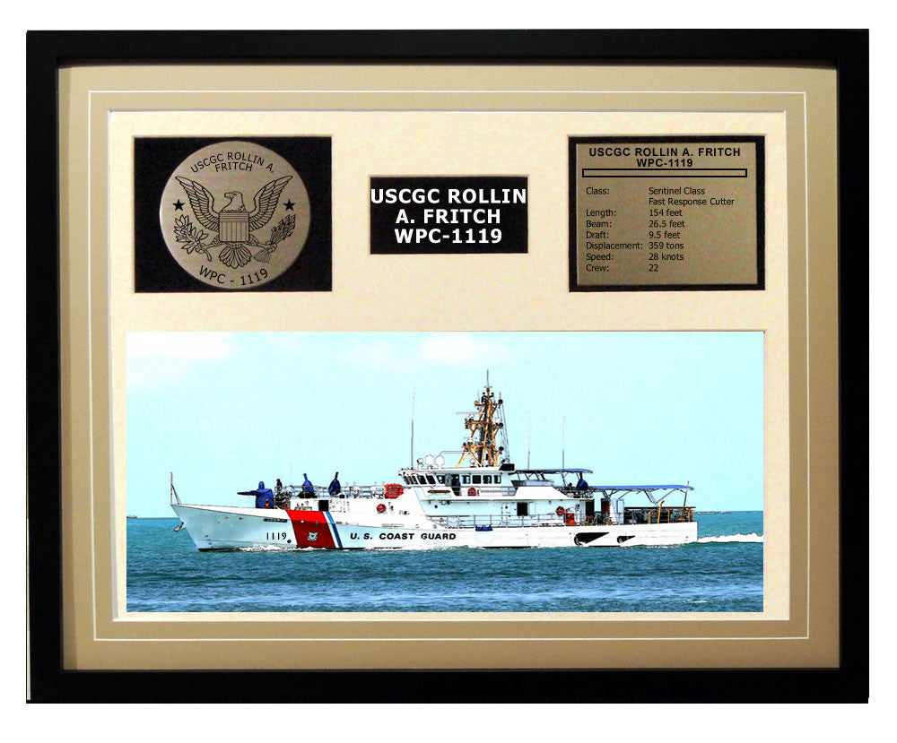 USCGC Rollin A. Fritch WPC-1119 Framed Coast Guard Ship Display Brown