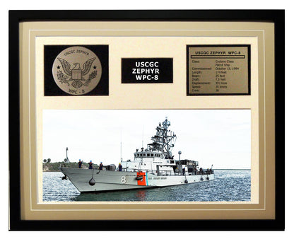 USCGC Zephyr WPC-8 Framed Coast Guard Ship Display Brown